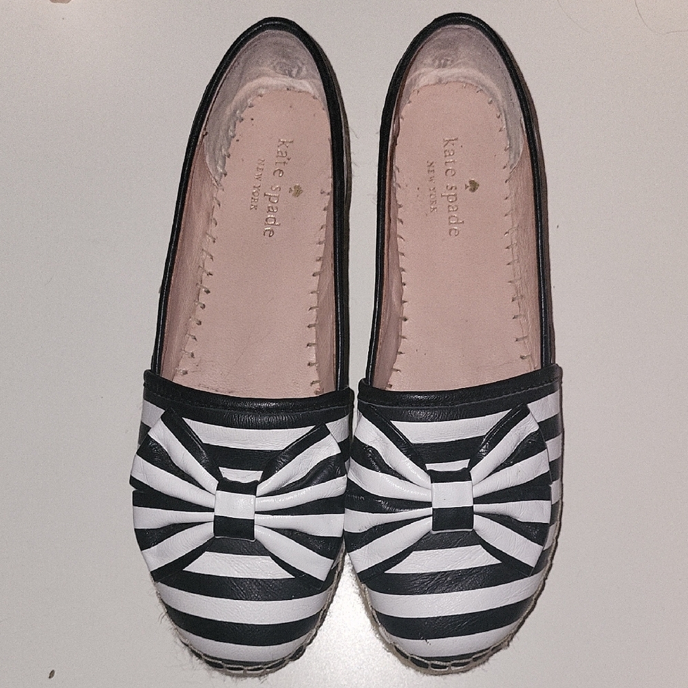Kate Spade Black and White Striped Espadrilles - Picture 3 of 9